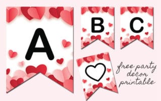 free party decor banner hearts