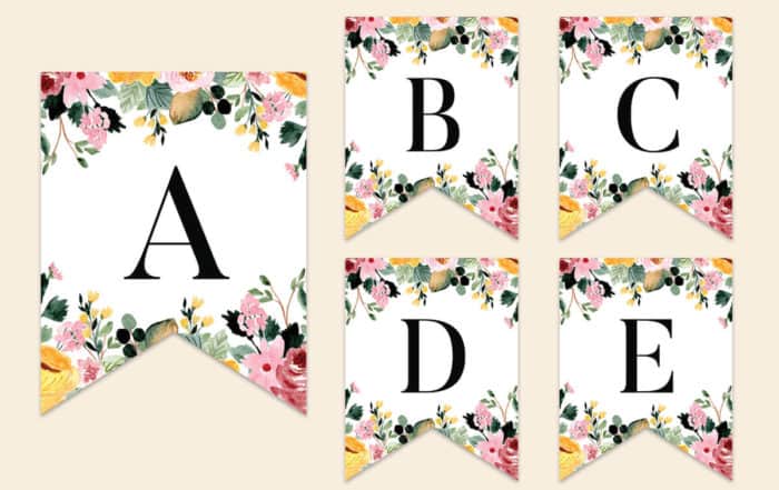 free printable floral banner party decor