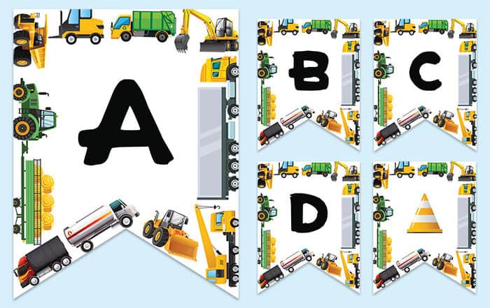 male free birthday banner for boy trucks and tractors