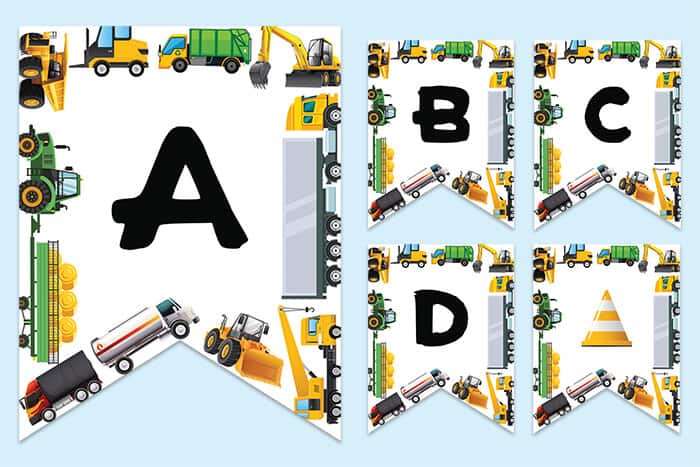 male free birthday banner for boy trucks and tractors