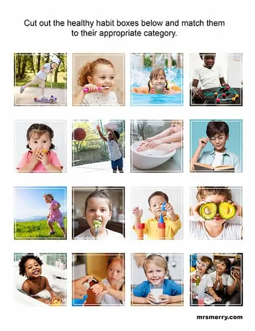 Free printable healthy habits kids activity | mrs. merry