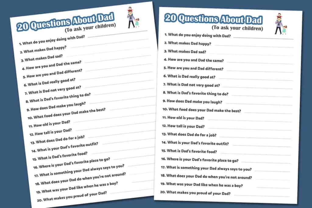 free fathers day printable question sheet