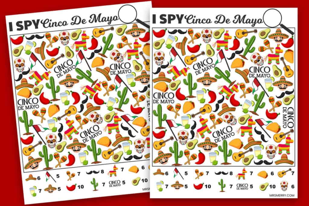 free printable i spy cinco de mayo mexican holiday
