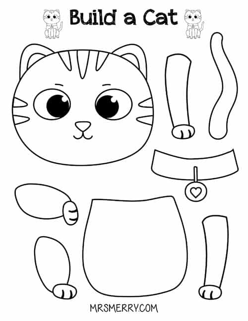 Free Printable Build a Cat Craft for Kids Mrs. Merry