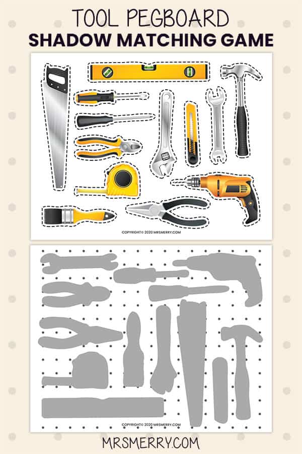 free matching game for kids - tool activity pinterest