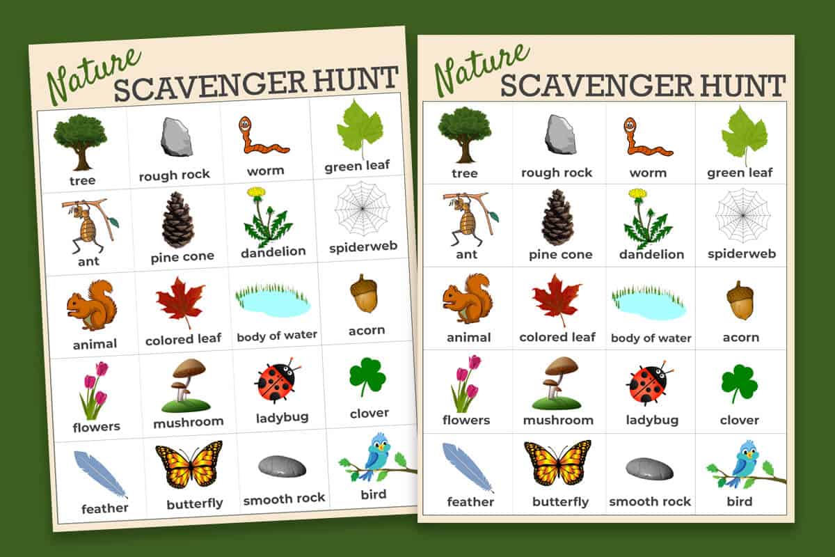 free nature scavenger hunt ideas for kids printable
