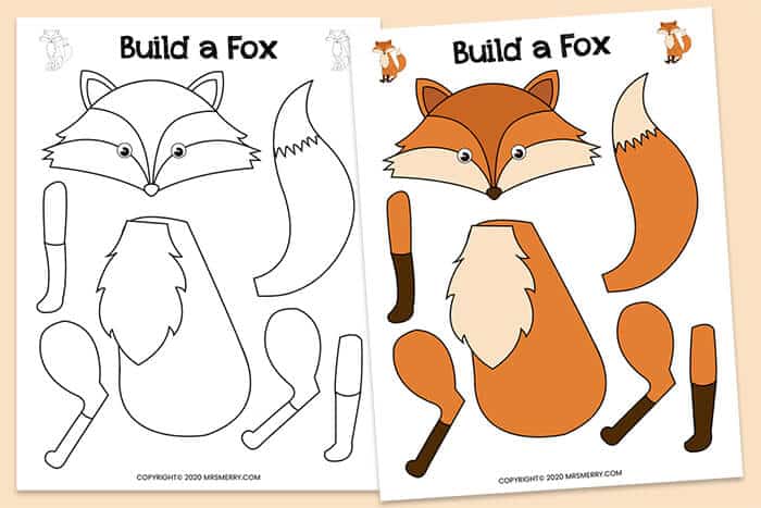 kids activities printable build a fox