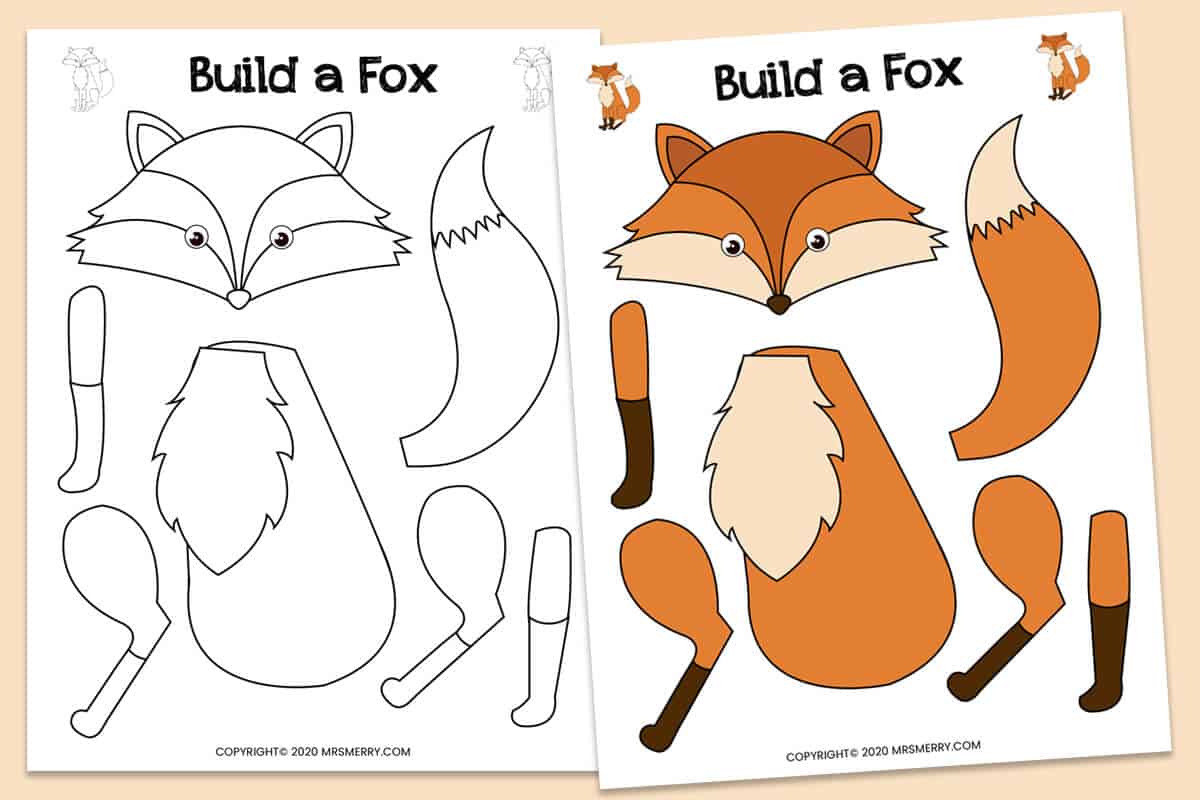 free build a fox kind activities printable