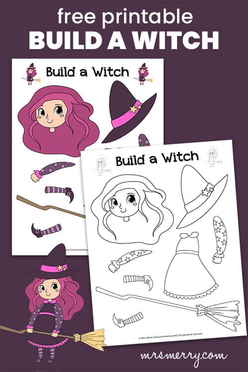 free printable build a witch activity for kids