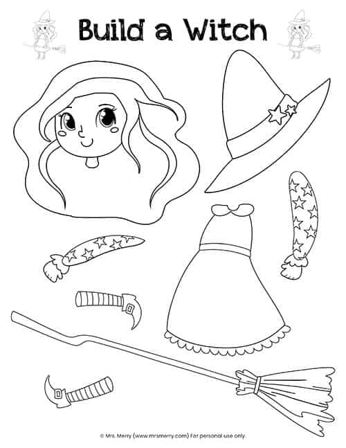 Halloween Witch Printable Build a Witch Mrs Merry