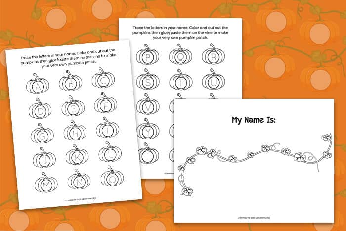 free name trace worksheet for kids halloween craft