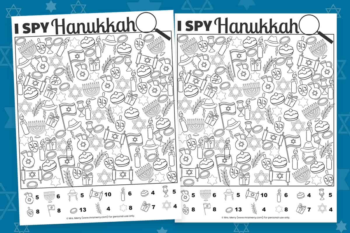 i spy hanukkah free kids printable