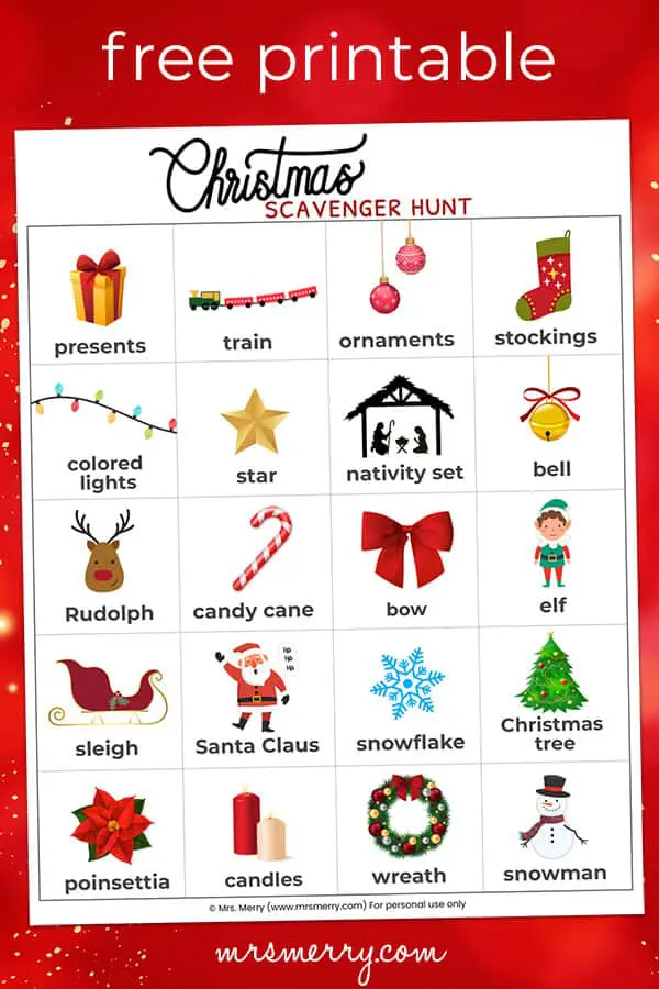 Christmas Scavenger Hunt | Free Printable Game | Mrs. Merry christmas-scavenger-hunt-free-printable-game-mrs-merry