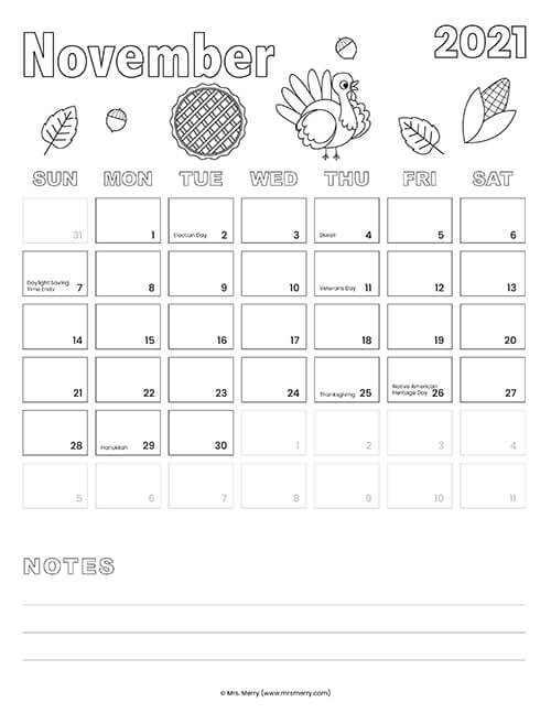 free coloring pages calendar for 2021