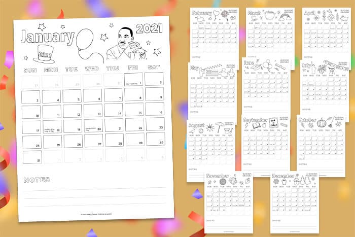 free printable coloring calendar mrs. merry