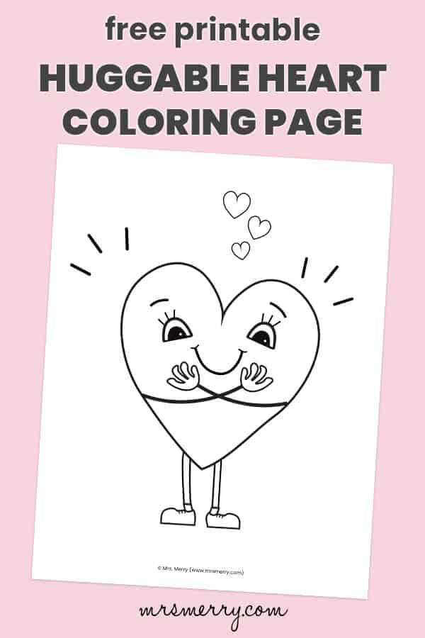 free printable huggable heart coloring page