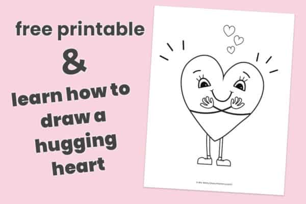 free valentines hugging heart craft for kids printable