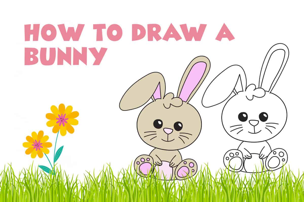 how to draw a bunny coloring page for easter
