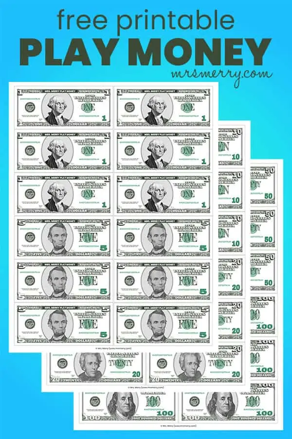 Printable Play Money for Kids | Mrs. Merry