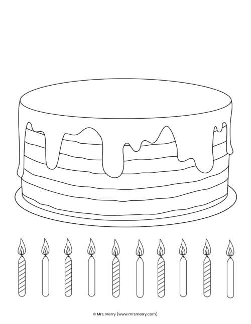happy birthday cake with candles printable