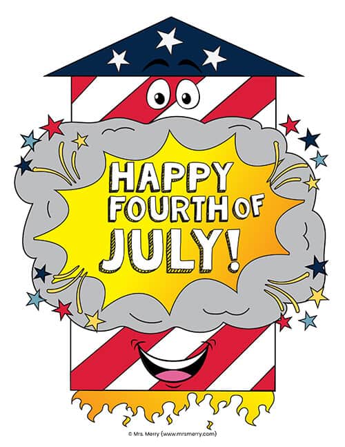 folding surprise firework printable for fourth of july