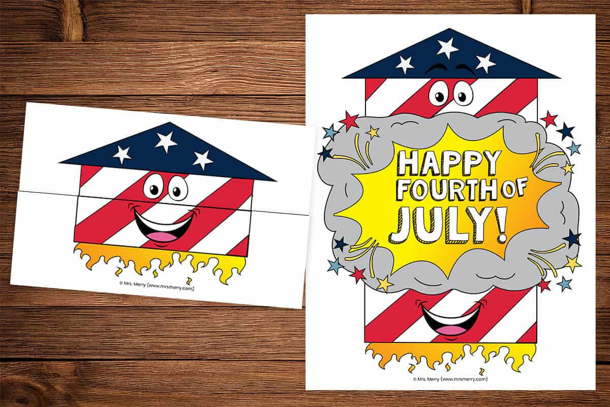 happy fourth of july printable folding surprise