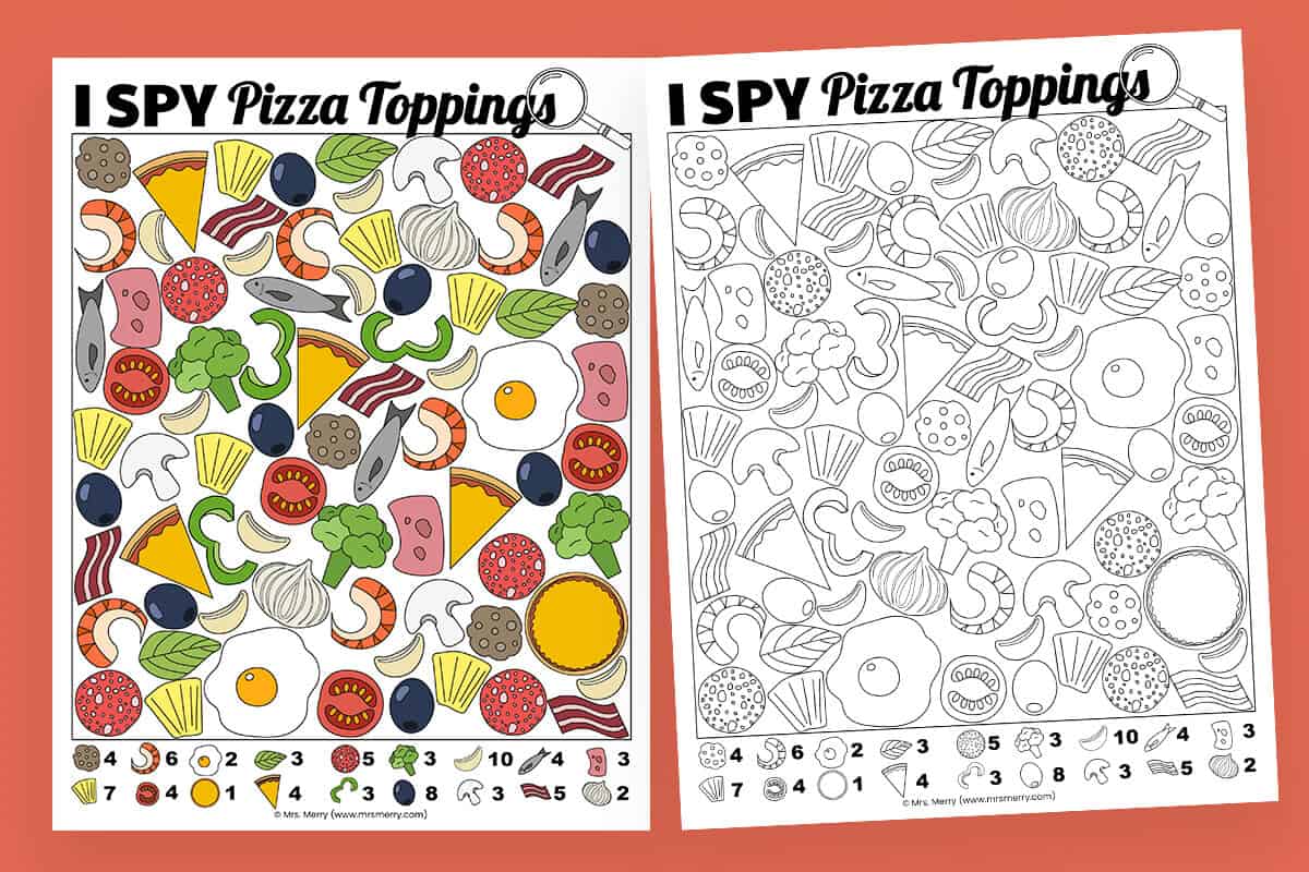 i spy pizza toppings printable game