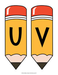 pencil printable banner u-v
