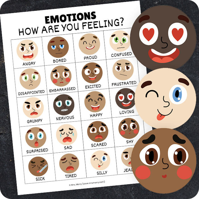 emotions feelings chart for kids printable
