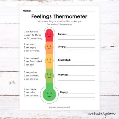 feelings thermometer worksheet printable