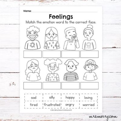 feelings chart for kids matching game