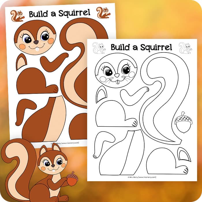 Make A Squirrel Craft Squirrel Template Printable Mrs Merry