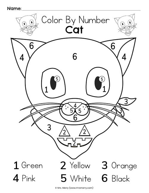 halloween color by number coloring page
