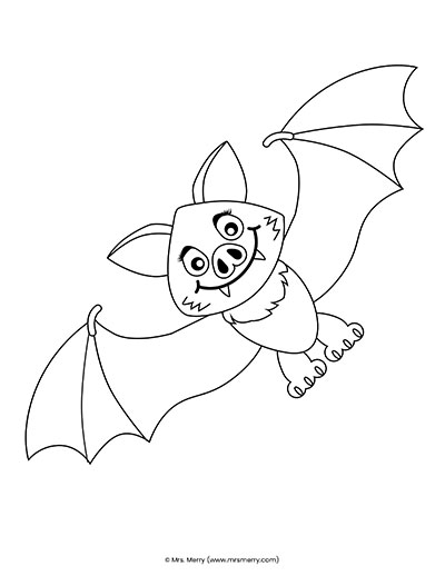 bat coloring page halloween