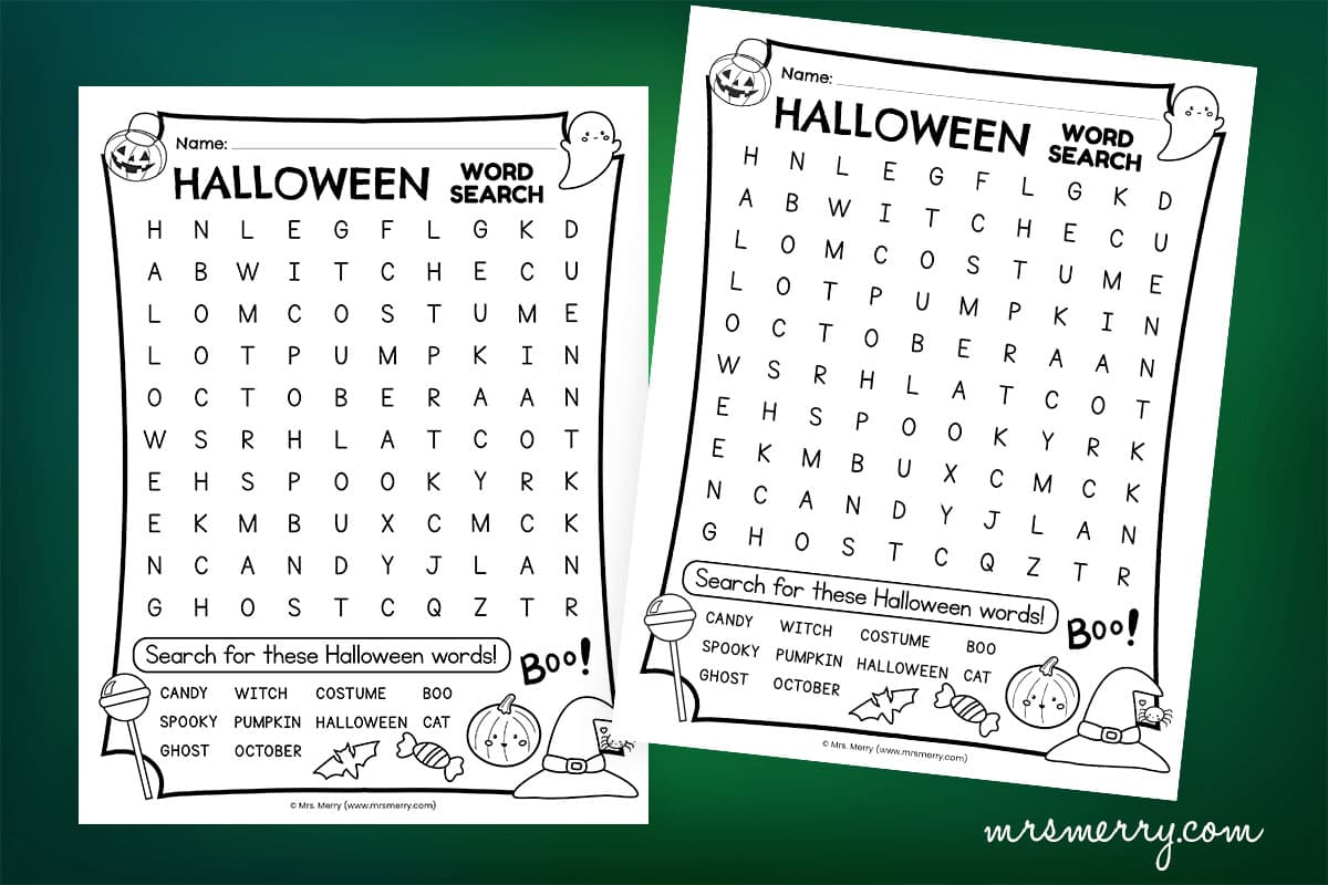 halloween word puzzles for kids