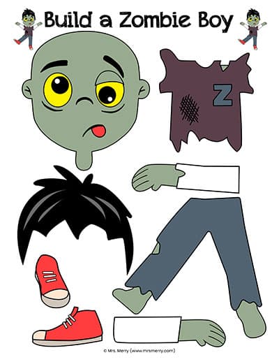 zombie boy template zombie crafts printable
