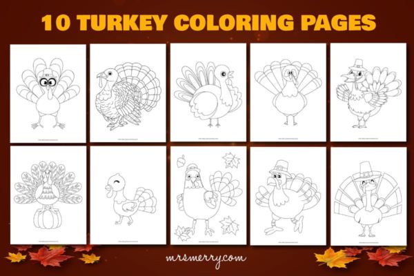 10 turkey coloring pages mrs merry free printables
