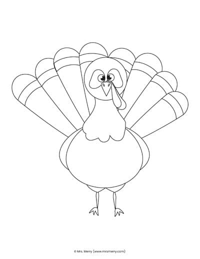 turkey coloring page free printable