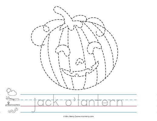 jack o'lantern free printable tracing