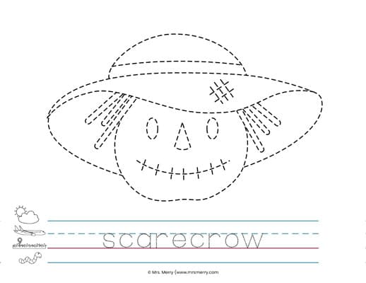 scarecrow tracing page grass line