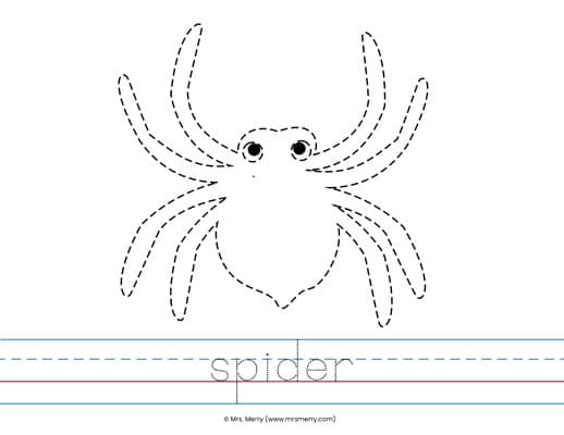 spider worksheet preschool