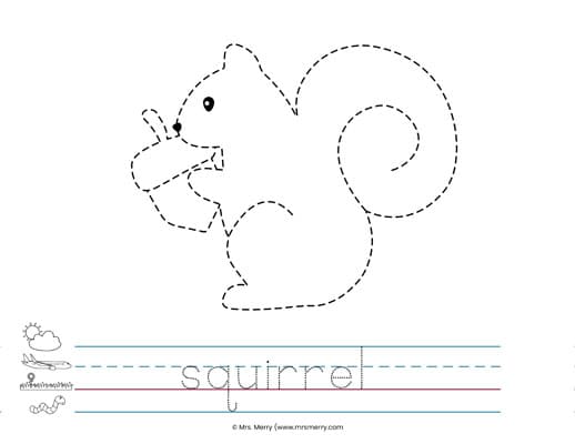 squirrel tracing worksheet fundations
