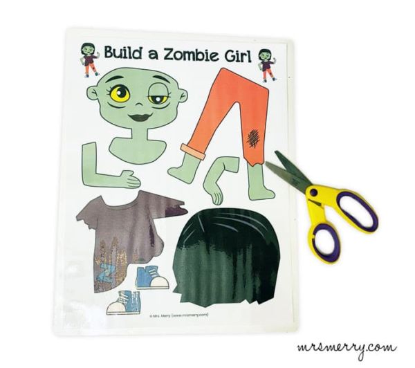use round tip scissors to cut out zombie