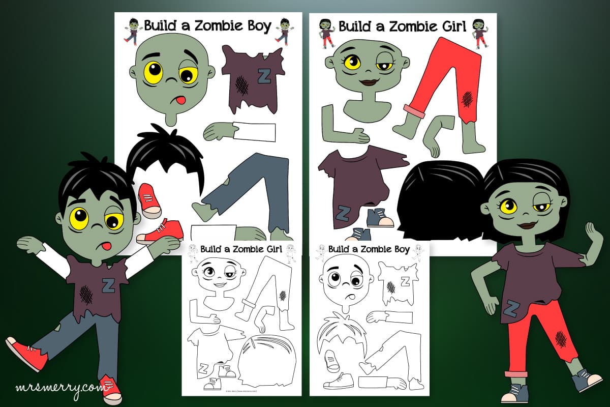free zombie crafts for kids printable mrs. merry