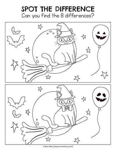 halloween cat spot the difference game