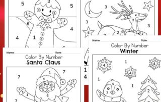 color by number christmas worksheets