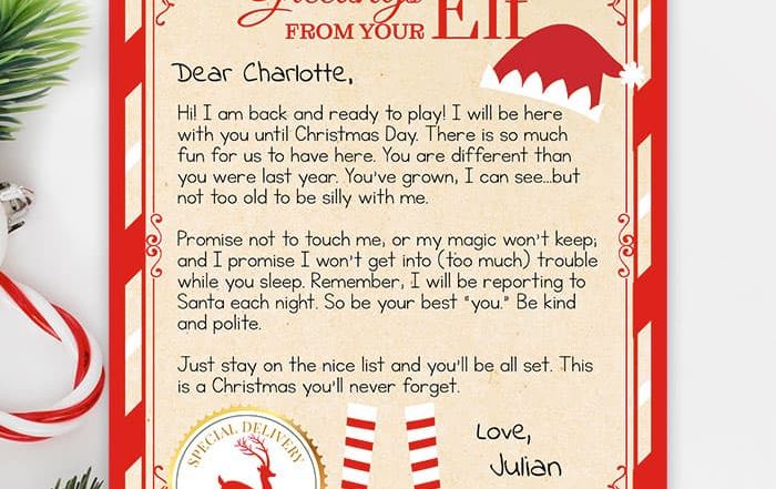 elf arrival letter for kids