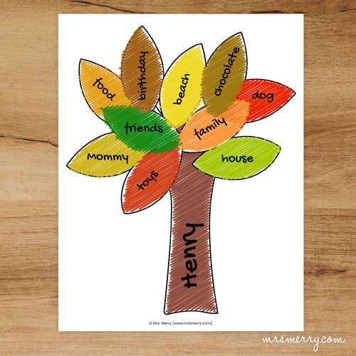 thankful tree printable put together colored