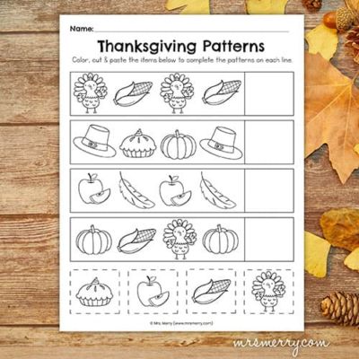 thanksgiving patterns worksheet