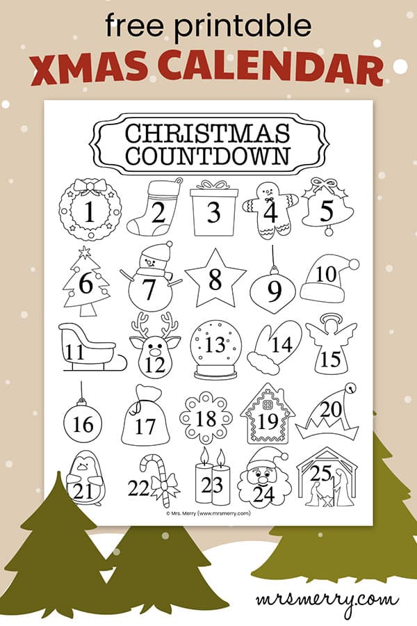 christmas countdown printable free printable